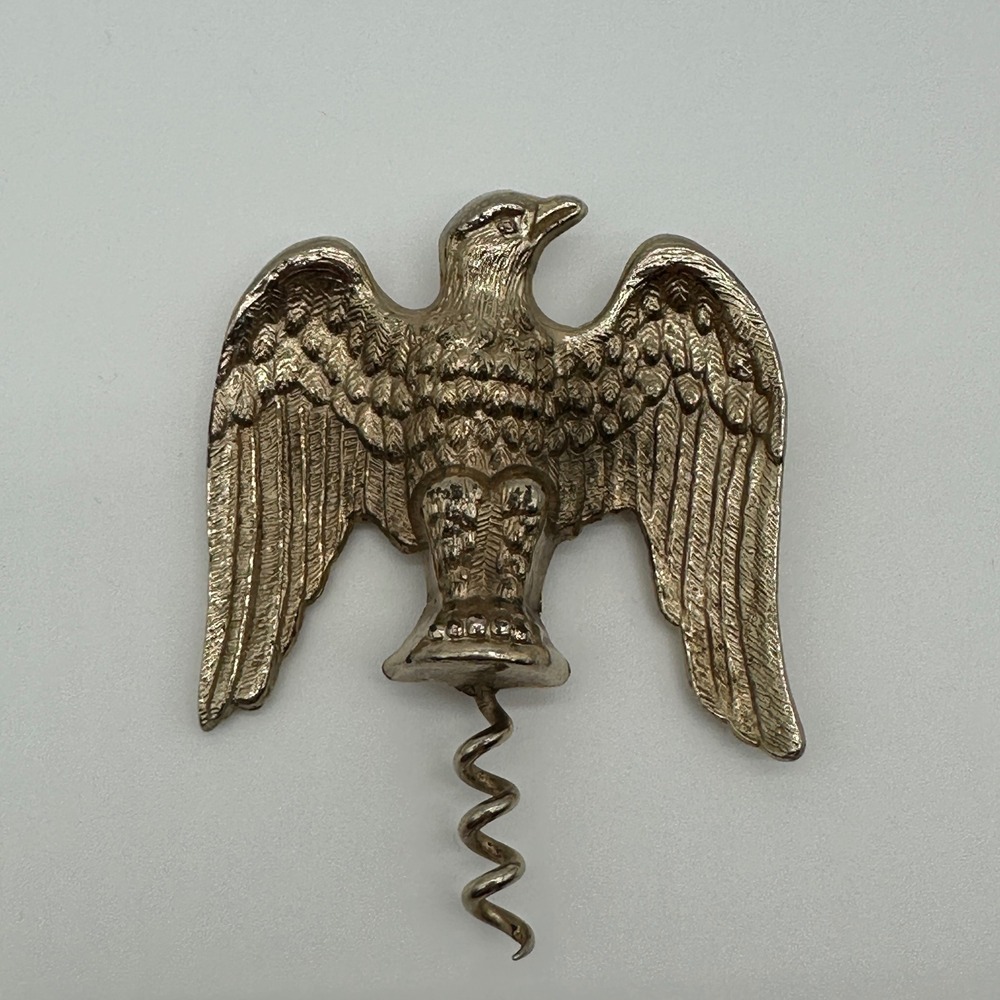 Vintage Eagle Corkscrew Brass Metal Spread Wing Wine Bottle Opener Patriotic
